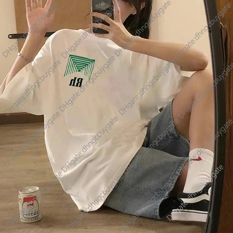 

shirt designer verified rhude 22s spring and summer brand high sree lovers loose tunnel absrac shor sleeve tshir men brand high qualiy, Black