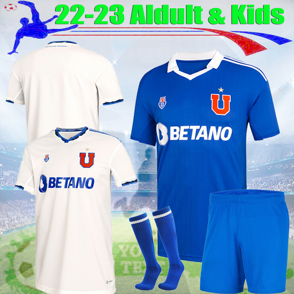 

22 23 U de Chile Soccer Jerseys Universidad Aldult & Kids kit CHICHARITO VARGAS PALACIOS MOY FERNANDEZ Home Blu away White Football Shirt, 22/23 away