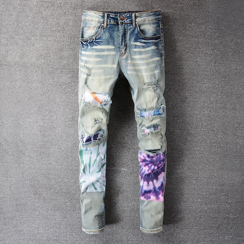 Jeans de créateurs pour hommes pour homme en détresse Fashion Pierre Straitement Biker Hole Stretch Denim Jean décontracté Men Skinny Pants Elast