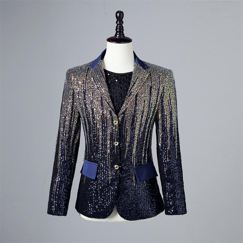 

Men's Suits & Blazers Fashion Gradient Sequined Blazer Slim Singer Prom Wedding Jacket Men's Banquet Stage Luxury Performance Costumes, Multicolor