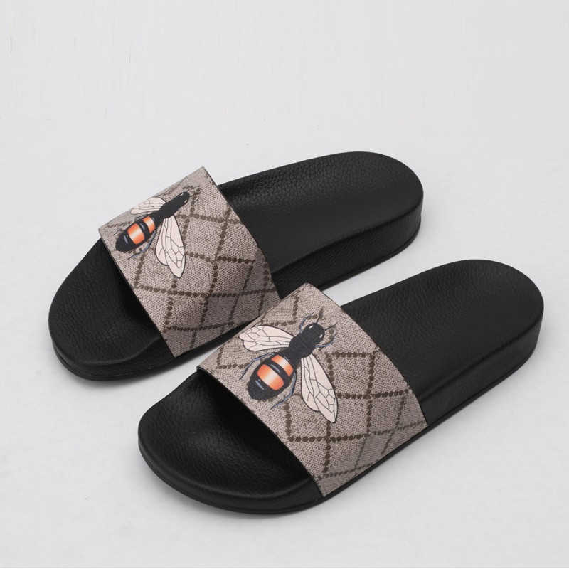 

fashionMens Designers Slides Womens Slippers Fashion Luxurys Floral Slipper Leather bee ace snake Rubber Flats Sandals Summer Beach Loafers Geartrend, 23#