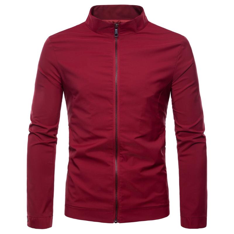 

Men' Jackets Autumn Boys Coat Long Sleeve Slim Wine Red Jacket Male Stand Collar Plus Size Casual With Zipper Men Fashion Top 2xlMen, 61-ag
