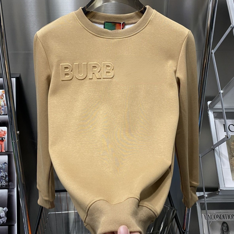 

Burbe Mens Sweater Designer Hoodie BBY Letters 3D Embossed Long Sleeve tshirt Cotton Round Neck Sweatshirt Men Women Sweaters Loose Pullover, Khaki