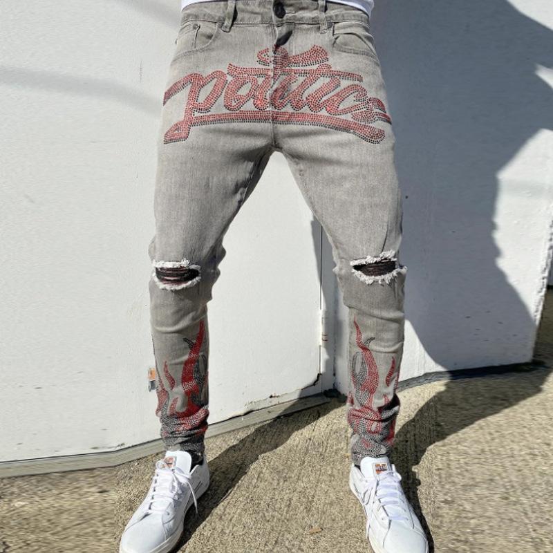 

Men' Jeans Fashion Men High Street Straight Cargo Pants Loose Overalls Denim Trousers Hip-hop Men' Casual Graphic JeansMen, Orange