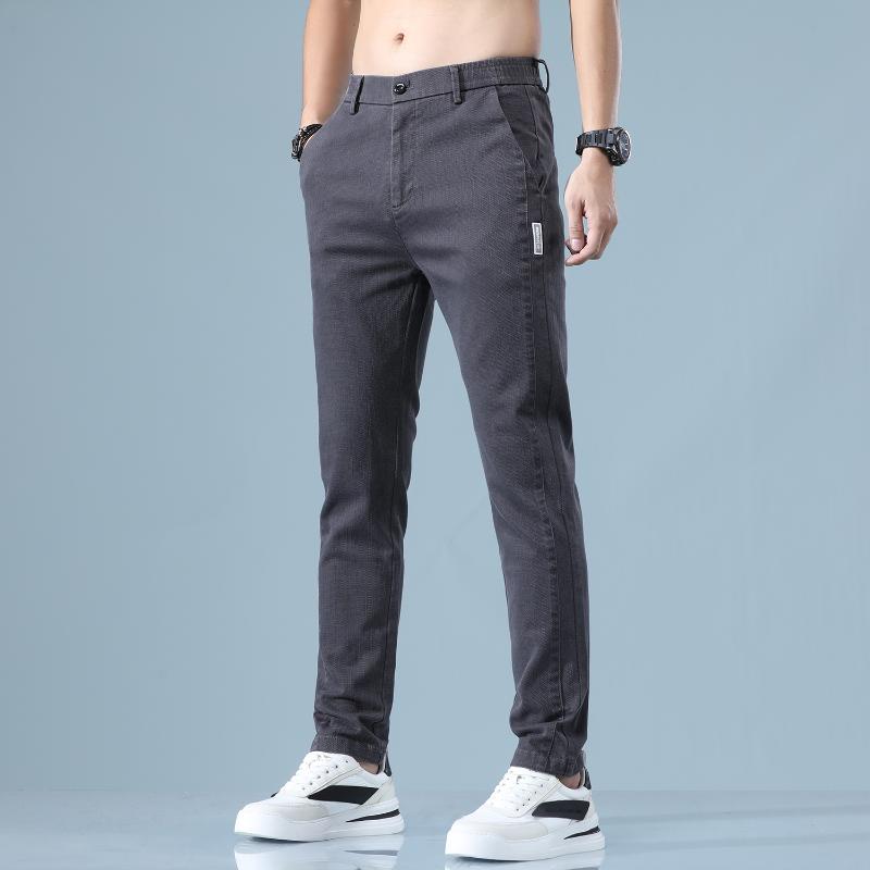 

Men's Pants Summer Thin Casual Men Classic Korea Style Fashion Business Slim Fit Straight Cotton Solid Color Brand TrousersMen's, Gray