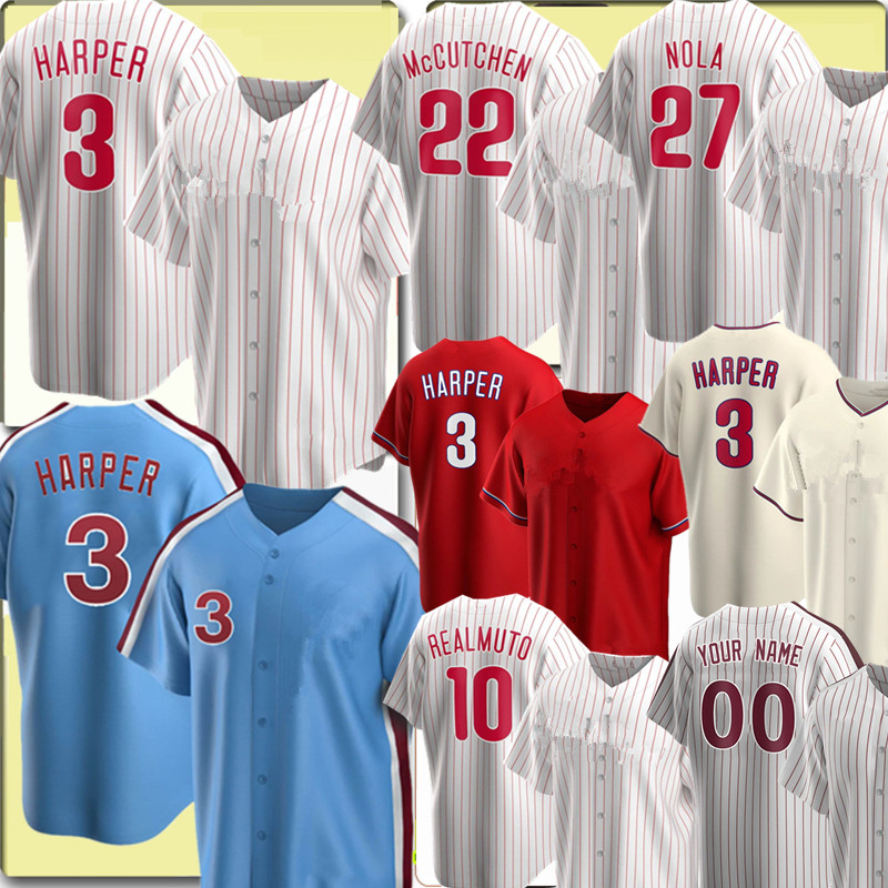 

3 Bryce Jersey Harper Baseball 27 Aaron Nola Andrew 22 McCutchen Jerseys Rhys Hoskins 20 Mike Schmidt JT Realmuto Didi Gregorius Roy Halladay, Men m-xxxl feichengren