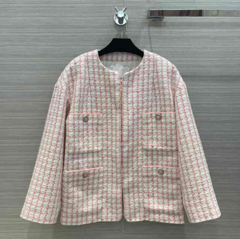 

Luxury Womens Designer Jackets Woven Soft Nylon Fabric High-end Cherry Blossom Pink Retro Elegant Coat High Quality Autumn Tops Women Clothing 0912