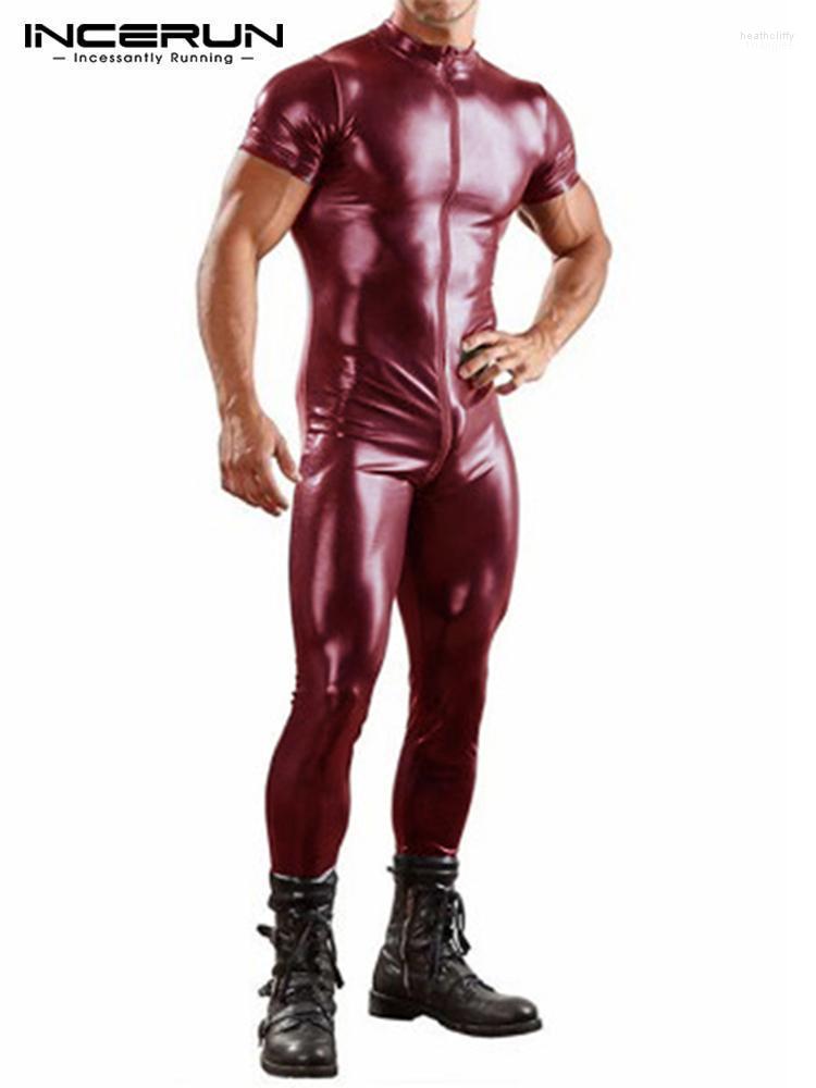 

Men's Pants Men's Leather Skinny Rompers Fashion Casual Male Gothic Punk Romper Solid Comfortable Zipper Bib Overall S-5XLMen's Heat22, Blue