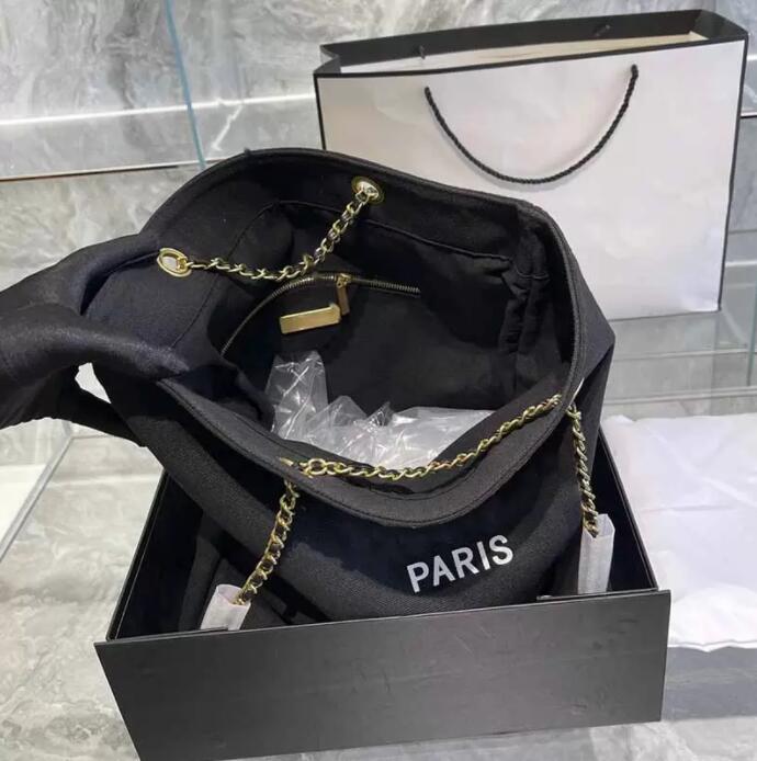 

TZ Ladies Fashion Jumbo Designer Bag Canvas Denim 3 colors Handbags Designers Gold-Tone Metal Chain Hardware Luxury High Capacity Tote Bag 33CM, Shipping