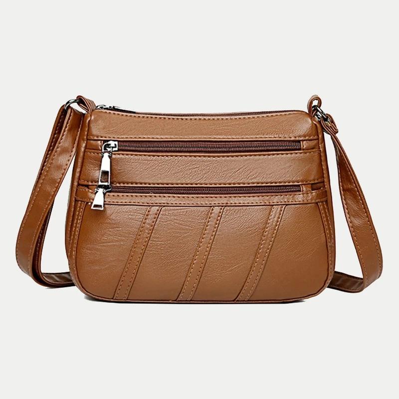 

Evening Bags Fashion Crossbody Bag For Women Shoulder Vintage Soft Leather Multi-layer Messenger Casual Mama Handbag Purse BolosEvening, Black