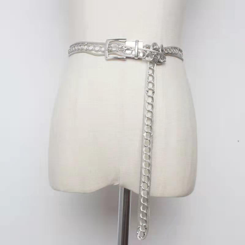 

Belts High Quality Metal Waist Chain Belt Women Pin Buckle Punk Hip Hop Gold Silver Straps Jeans Decoration Men/Women