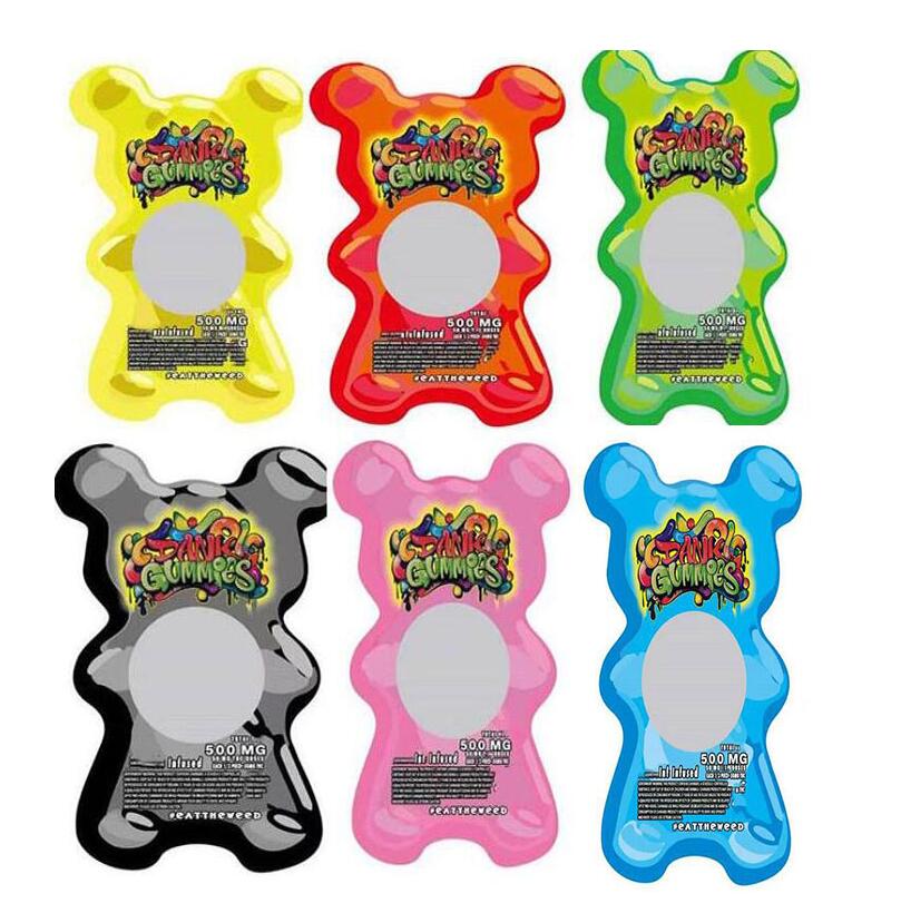 

Hologram 500MG Dank Gummies Edibles packaging Special-shaped bag Die cut Worms Bears Cubes Gummy Smell Proof Mylar Bags