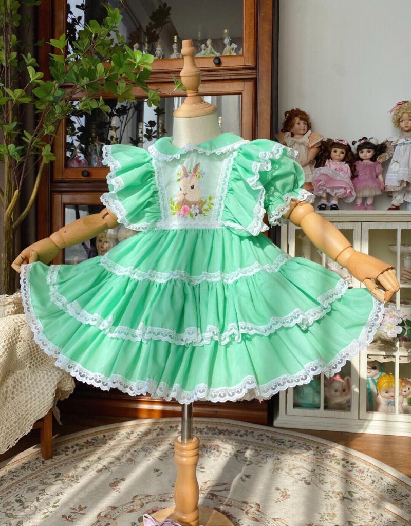

Girl's Dresses Baby Girl Green Embroidery Vintage Turkish England Ball Gown Lolita Princess Dress For Birthday Easter Party HolidayGirl's Gi, As pic