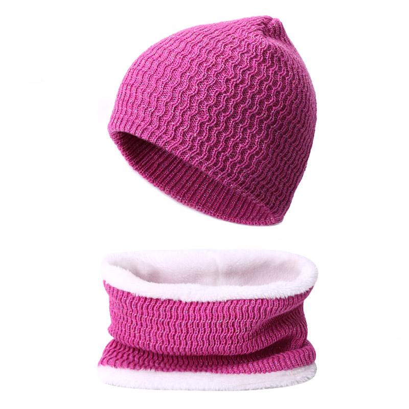 

Berets Winter Hat Scarf Set For Men Women Warm Soft Knitted Velvet Skullies Beanies Hats Scarves Solid Color Unisex Sets