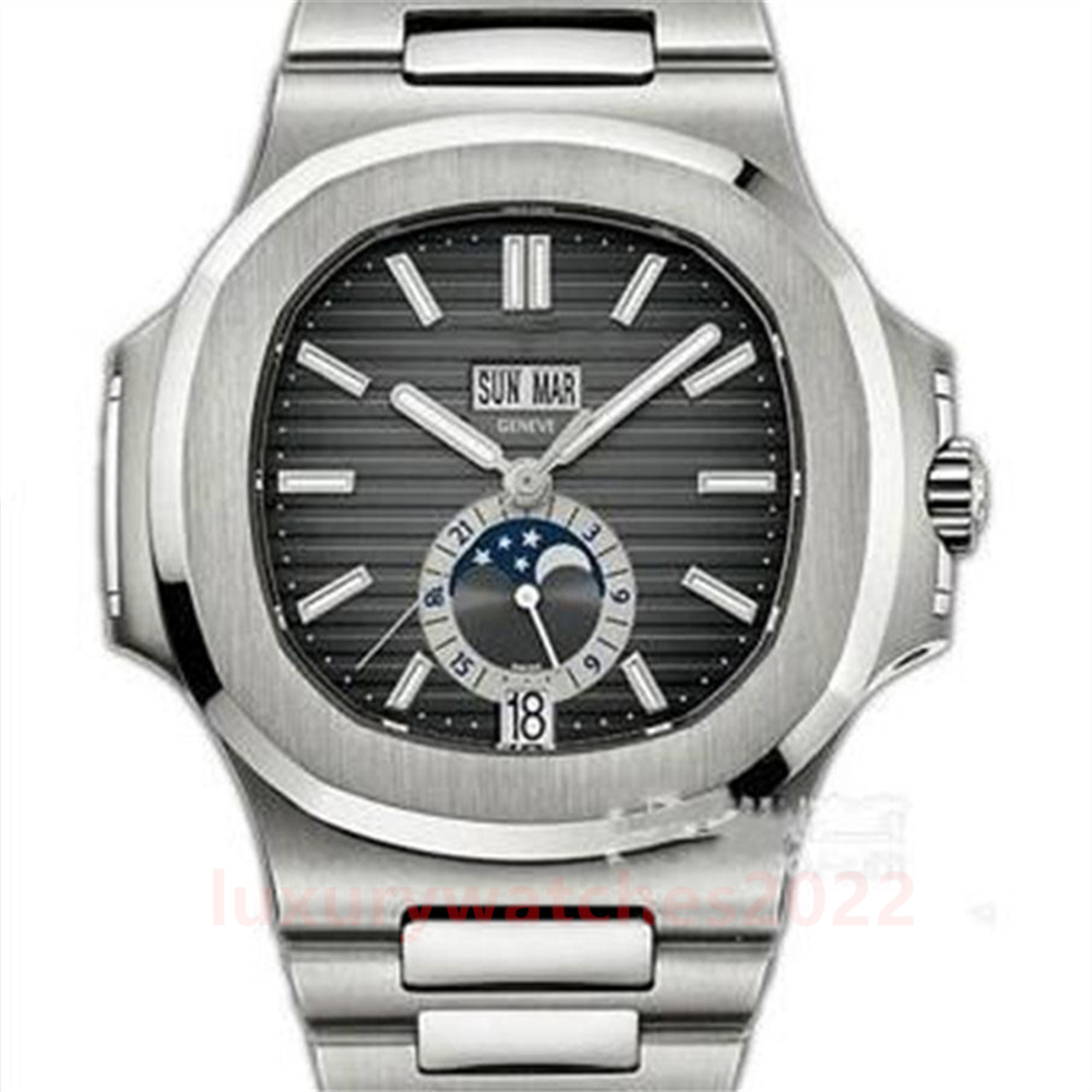 High Quality 10 Colors Watches Nautilus 5726 1A-001 Mechanical Automatic Moon Phase Sapphire Stainless Steel Wristwatches