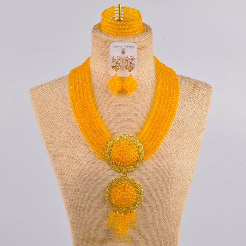 

Earrings & Necklace Majalia Light Orange Fashion Nigerian Wedding African Jewelry Set Crystal Bridal Sets Ls-14Earrings, As pic