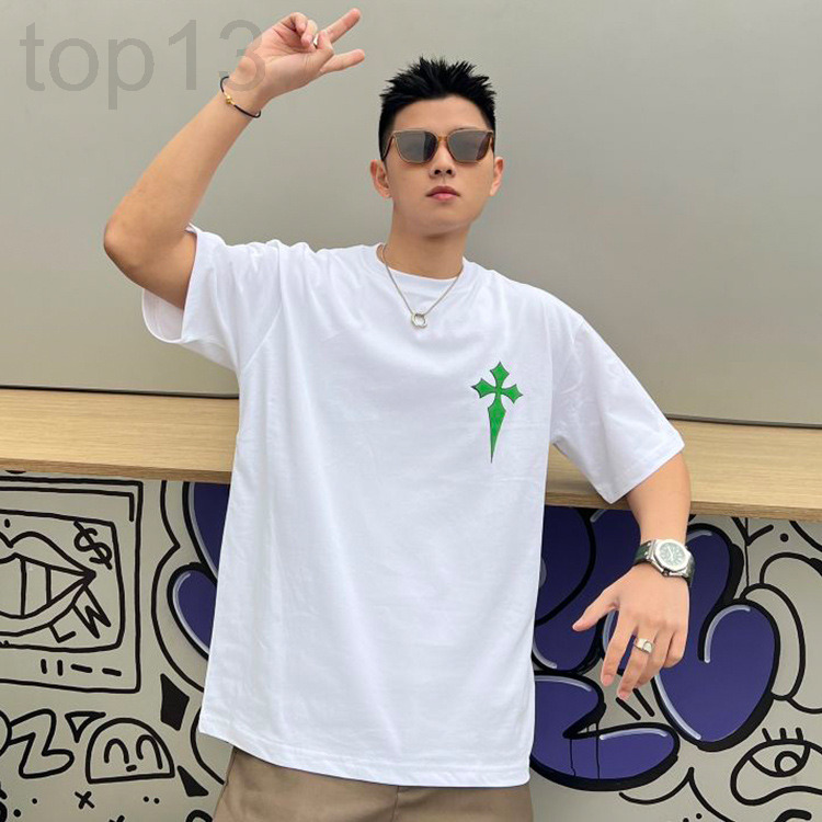 

Men' T-Shirts designer New fashion ch Crowe men' and women' short sleeved couple T-shirt cross suede foaming technology leisure large European goods 4PL7, 2# packing bag