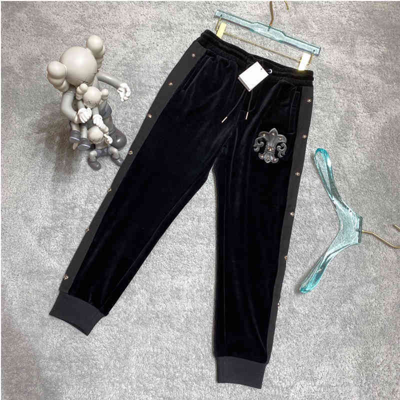 HeartsChrome HaertsChorme fashion Autumn and winter crosin cross willow nail suede toe binding black casual sports men's elastic pants