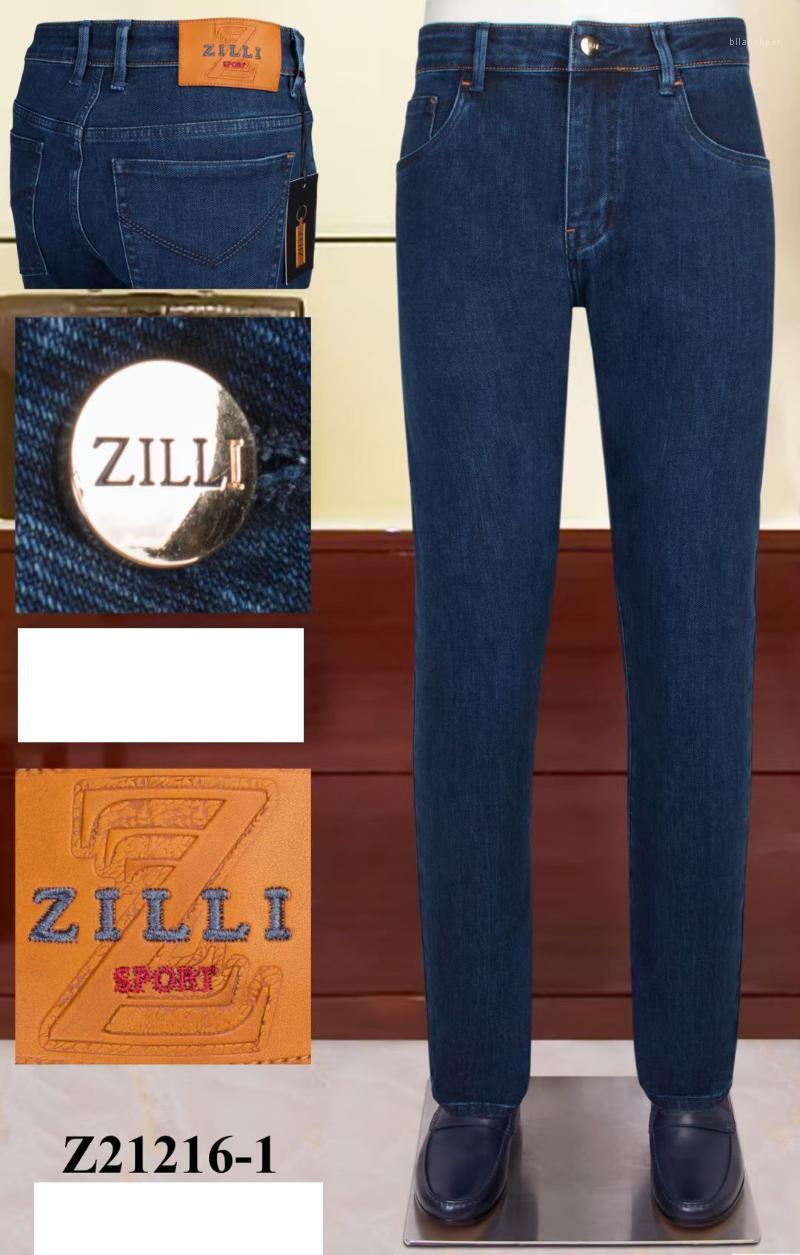 

Men's Jeans Cotton 2022 Autumn Winter Thick Business Cowhide Embroidery Zipper Soild Color High Quality Big Size 31-40, Blue
