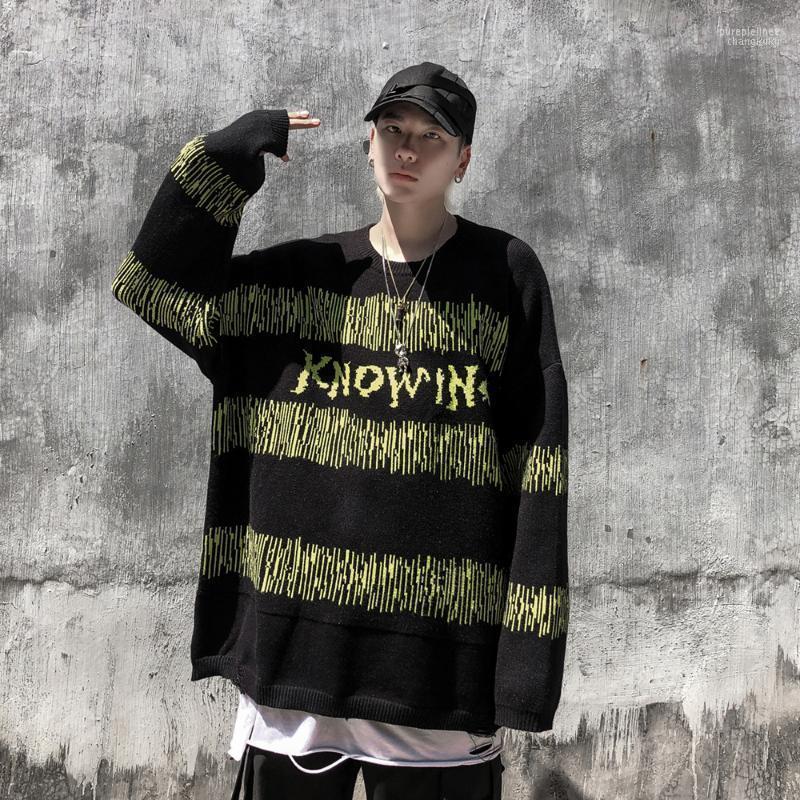 

Sweater Men Winter Pull-Over Oversize O-Neck Graffiti Korean Streetwear Hip-Hop Autumn Casual Knitted Knitwear Retro Wool Women Men's Sweate, Black