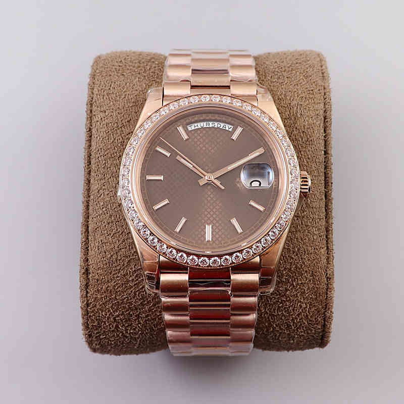 

Luxury Designer Automatic Machinery Mens Watch Diamond Ring Luminous Steel Band Rose Gold Lattice Weekly Calendar, All with original box