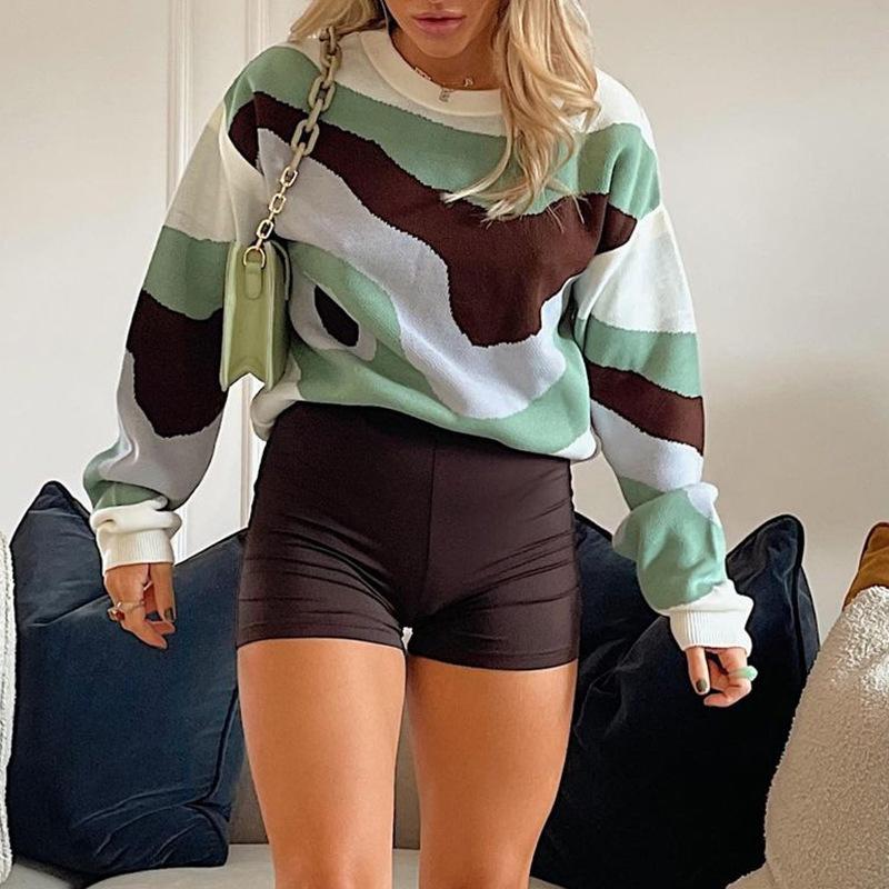 

Women' Sweaters Embroidery Splice Blouse Vintage Women' Turtleneck Oversize Casual Long Sleeve Pullover Winter Cute Y2k SweaterWomen, Green