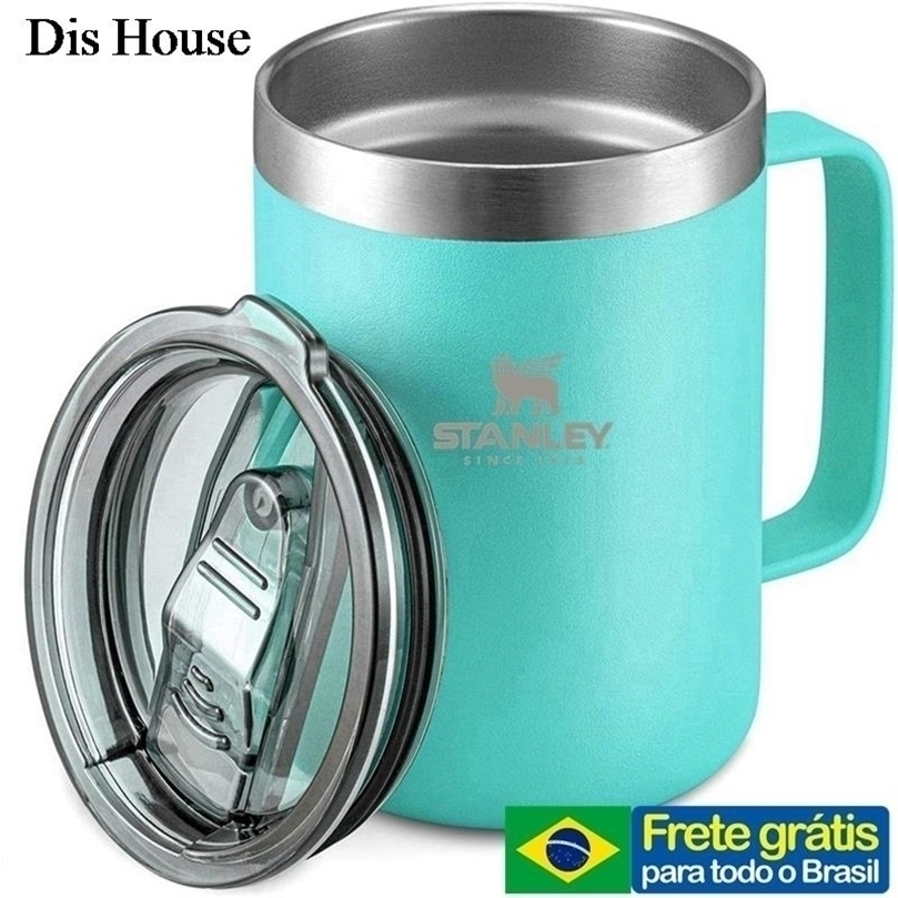 

12oz Coffee Mug With Handle Double Wall Stainless Steel Tumbler Insulated Beer Cup Caneca Stanley Copo 220809, Yellow