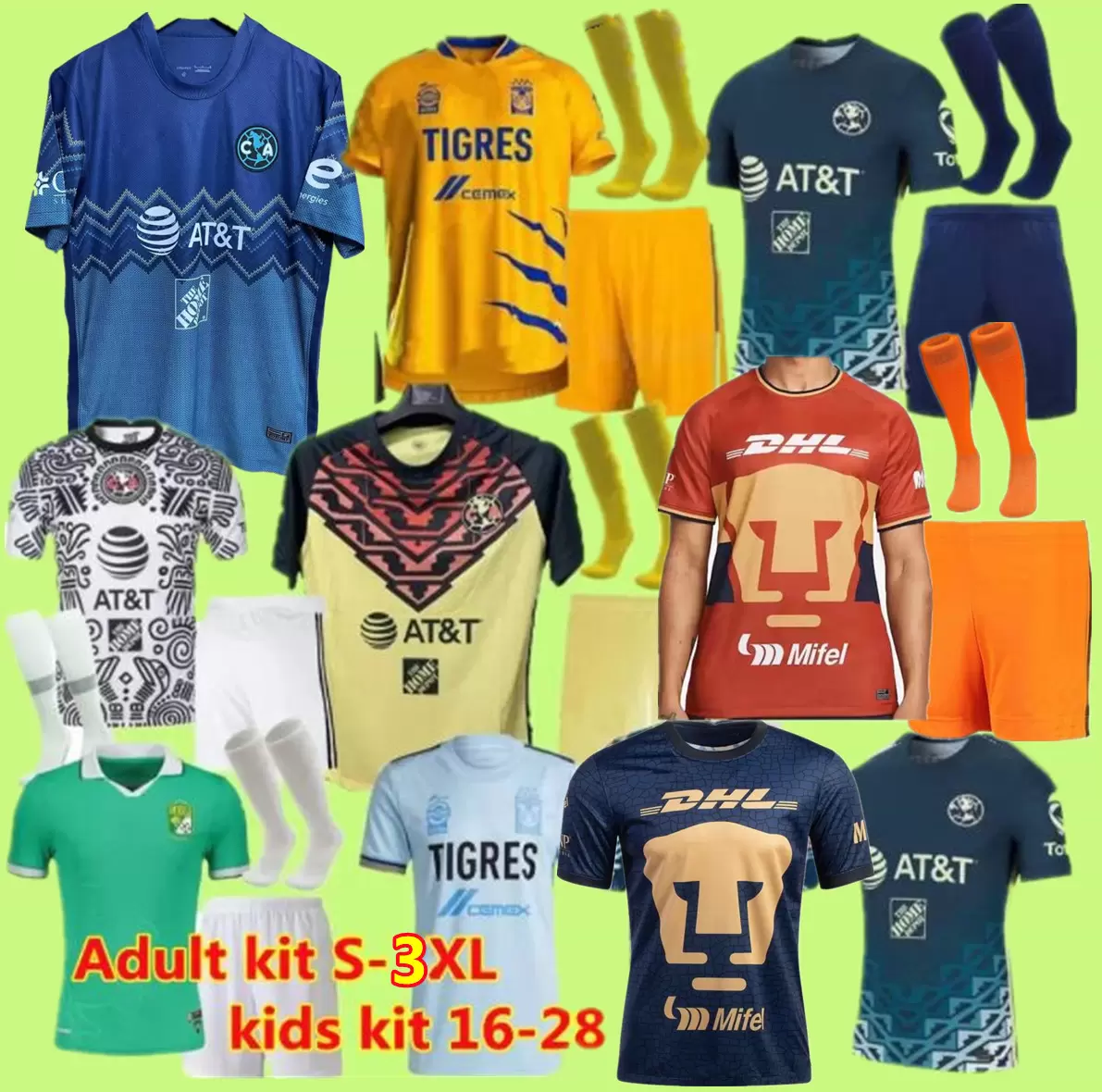 

Adult kids kit liga mx 21 22 23 Club America Soccer Jerseys leon third 2021 2022 2023 mexico Leon Tijuana Tigres UNAM Chivas Guadalajara Cruz Azul Football Shirts, Army green