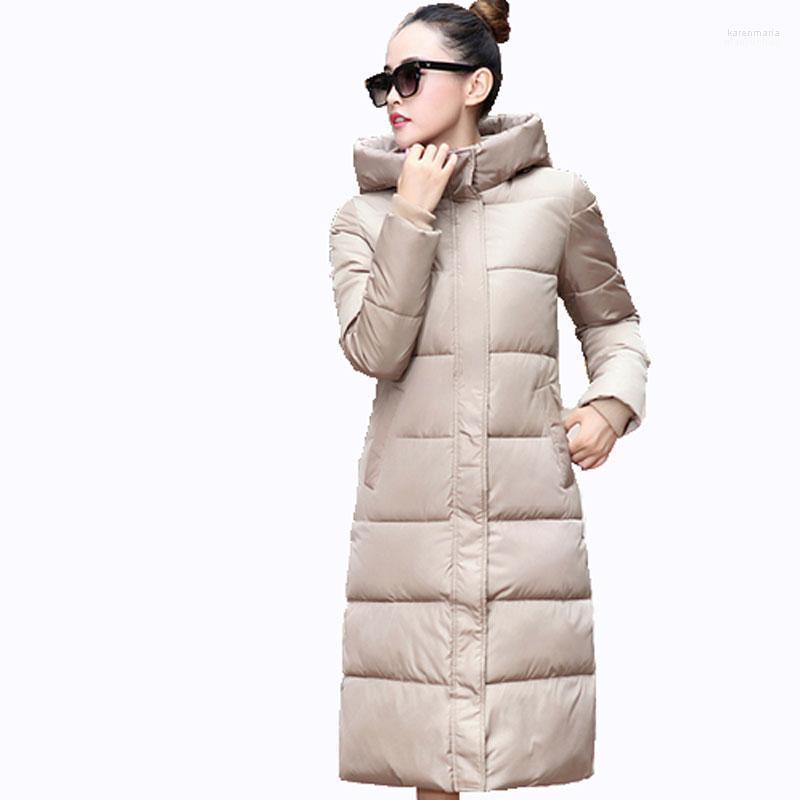 

Women's Down & Parkas Fashionable Loog Coat Jacket Hooded Warm Winter Woman Overcoat High Quality Cotton 2022 QH0240 Kare22, Black