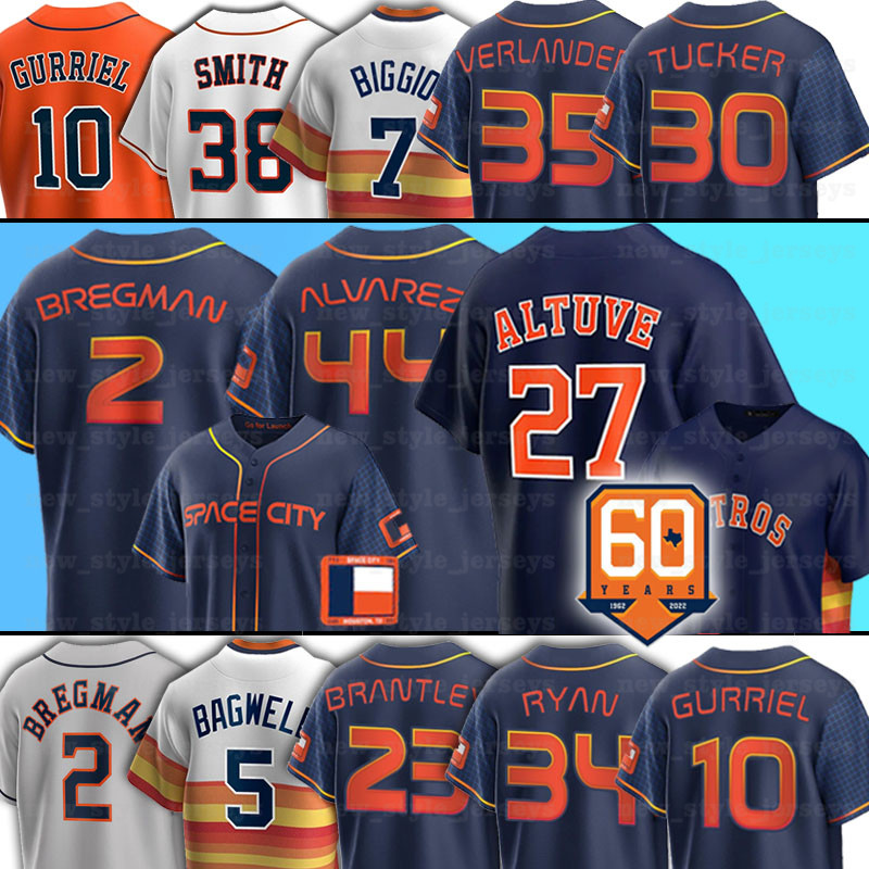 

2022 City Connect Astros Baseball Jerseys 27 Jose Altuve 60th 44 Yordan Álvarez 2 Alex Bregman 23 Michael Brantley 30 Kyle Tucker 21 Zack Greinke, Men(tai kong ren)