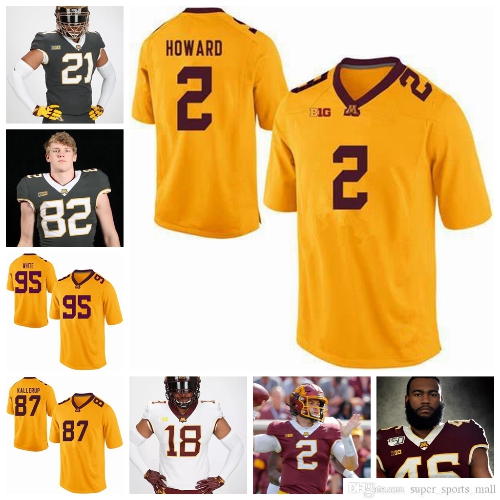

NCAA Minnesota Golden Gophers College Football Jerseys Tyler Johnson Jersey Seth Green Tanner Morgan Rashod Bateman Jerseys Custom Stitched shirt, Womens yellow