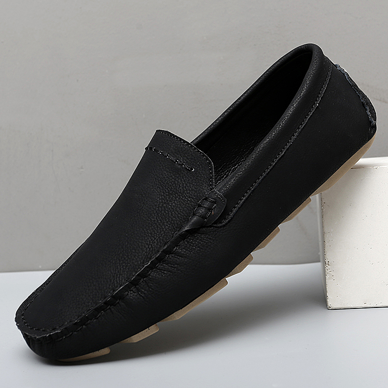 

Man Shoes Leather Genuine Mens Moccasin Fashion Leather Loafers Men Luxury Big Size -47 Male Casual Footwear Lightweight Soft, Beige
