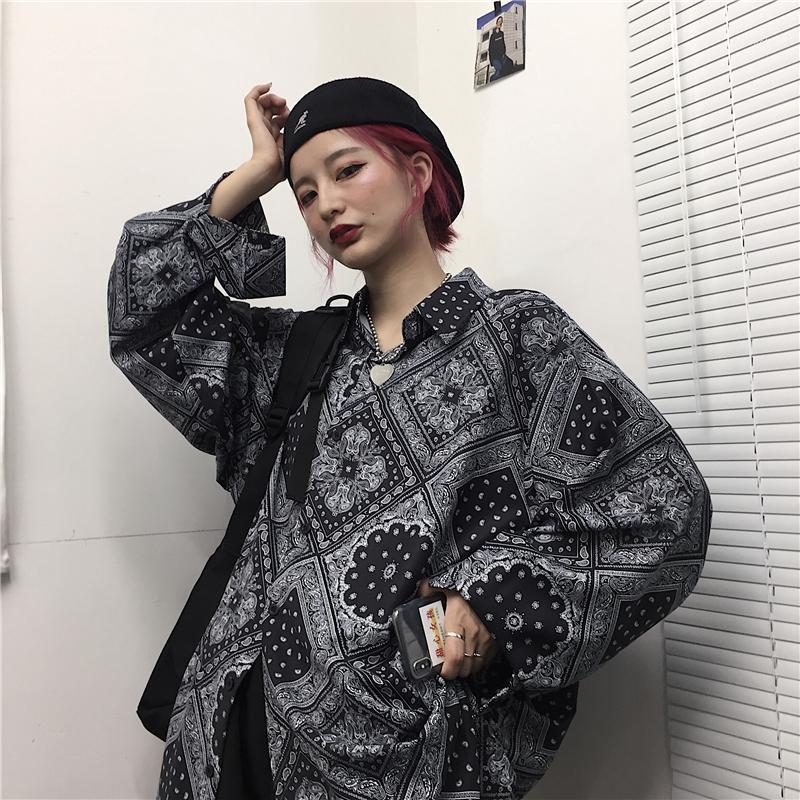 

Women And Men Bandana Paisley Tops Blouses Long Sleeve Loose Blouse Hip Hop Shirt Blusas Femininas Harajuku Chemisier Femme Women's & Shirts