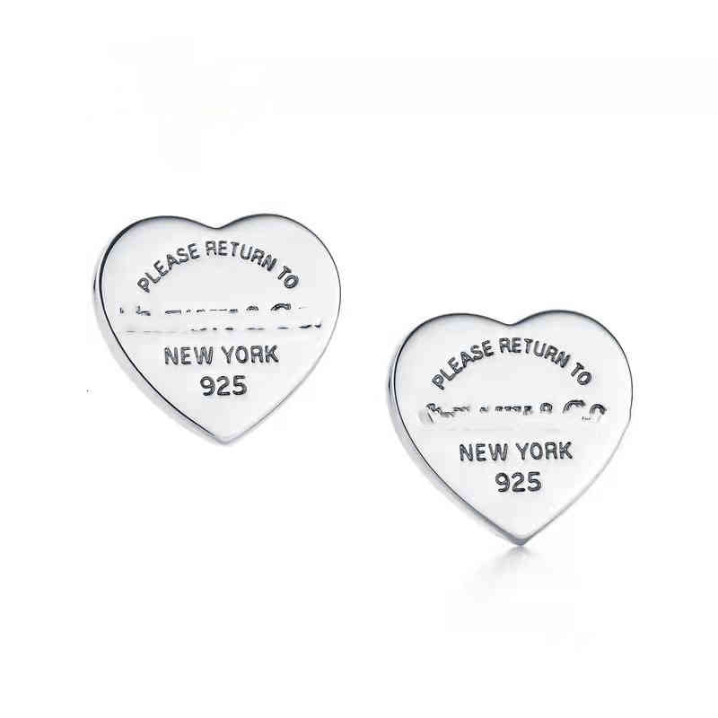 

T home S925 high quality heart-shaped Earrings Fashion simple temperament versatile printed women's