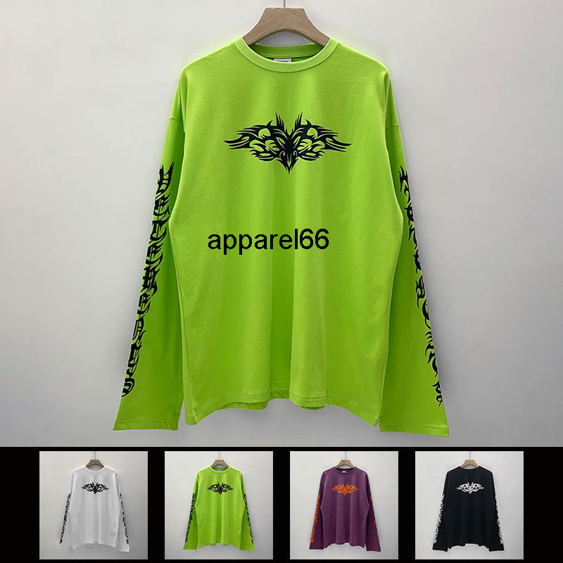 

VTM vetements long sleeve T-shirt Witt MOE OS loose casual hip hop couple tee men's and women's fashion, Green