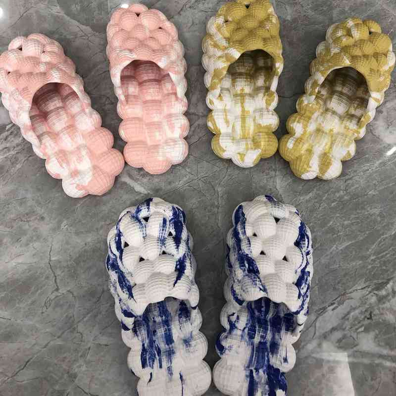 

Tie Dye Eva Bubble Slippers Platform Sandals Women Summer New 2022 Men Foam Slides Flats Fashion Message Couple Designer Shoes1, Orange