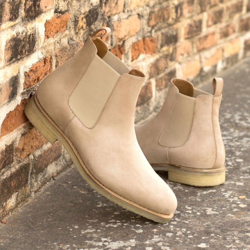 

Chelsea Boots Men Shoes Faux Suede Solid Color Round Toe Flat Heel Casual Fashion Simple and Comfortable All-match Ankle British Martin Boots CP141, Clear