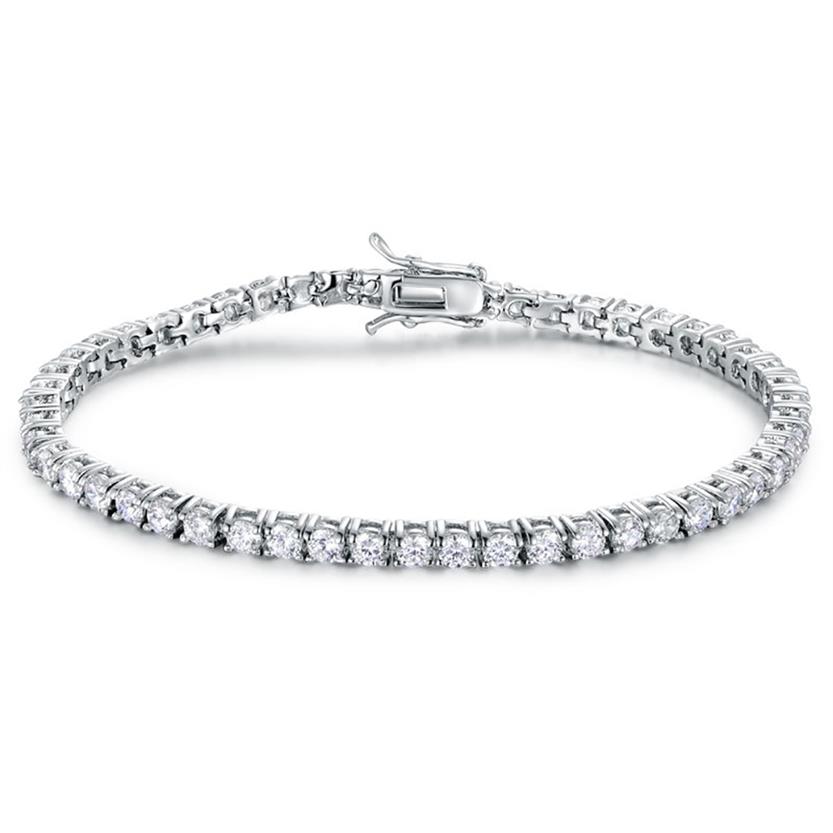 100% Authentic Solid 925 Sterling Silver tennis chains Hip-hop Tide Bracelets Zircon 3mm Bracelet Tennis bracelet Luxury silver Je256j