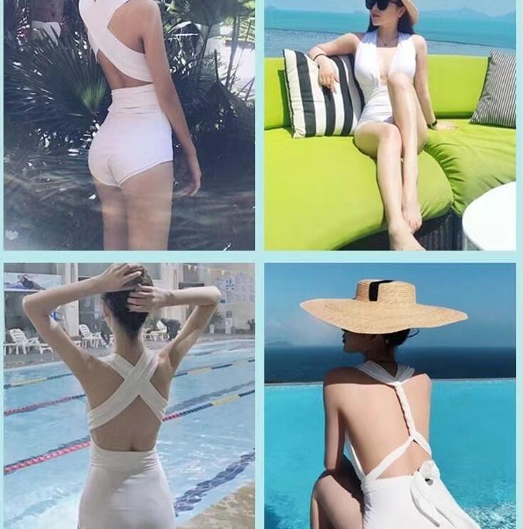 

2022 Designer Large size Women's Swimsuit comfortable high-end print bikini one piece swimwear S-XL, White
