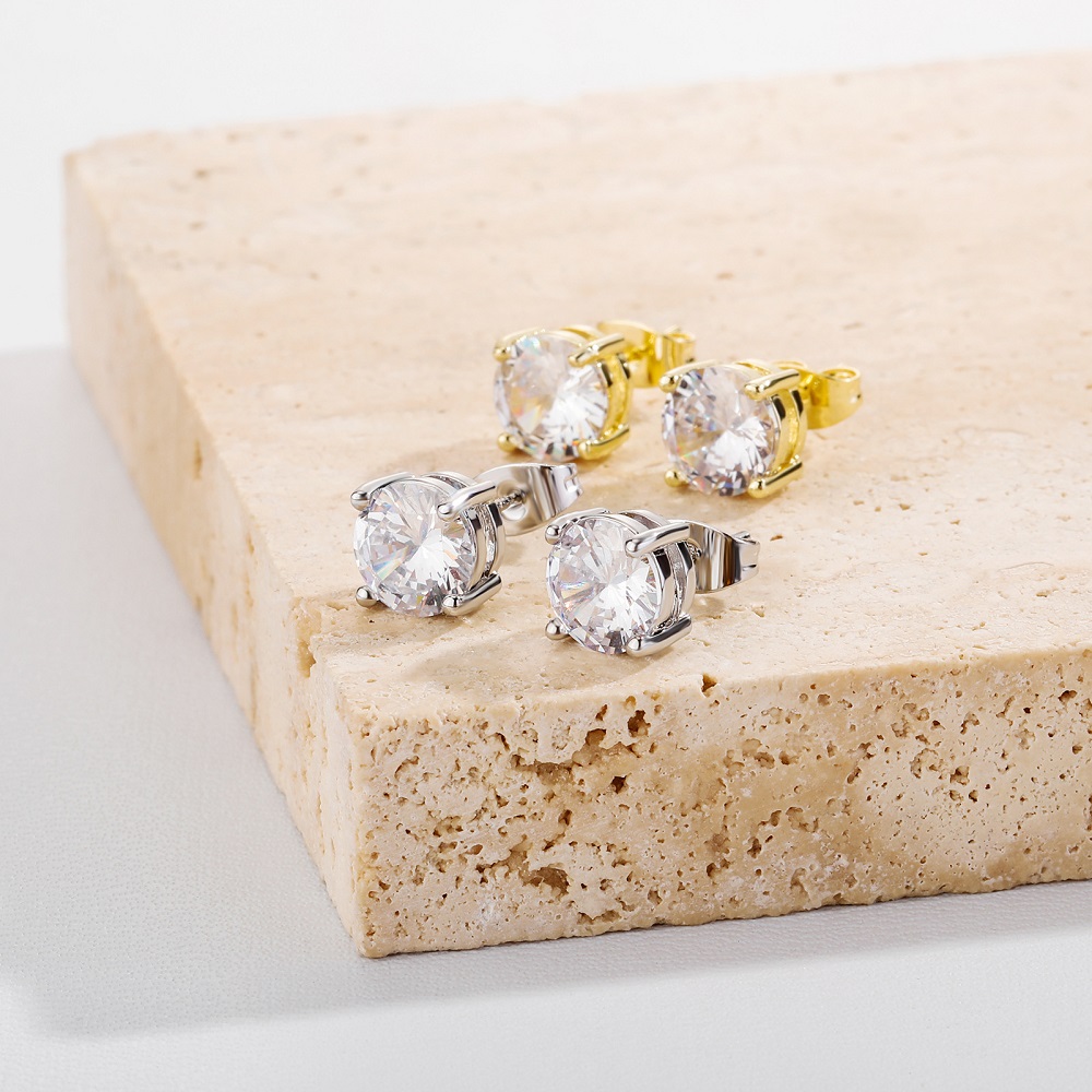 

8mm Hip Hop Stud Earrings Silver Gold Plated CZ earring mens womens earing ear ring Women Men designer earings luxury Jewelry