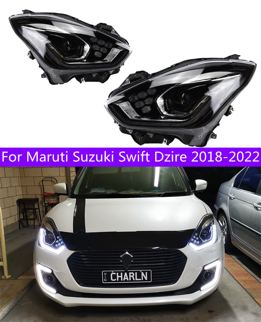 

2 PCS Car Lights automotive Parts For Maruti Suzuki Swift Dzire 20 18-2021 LED Lamps Headlights DRL Dual Beam Lens