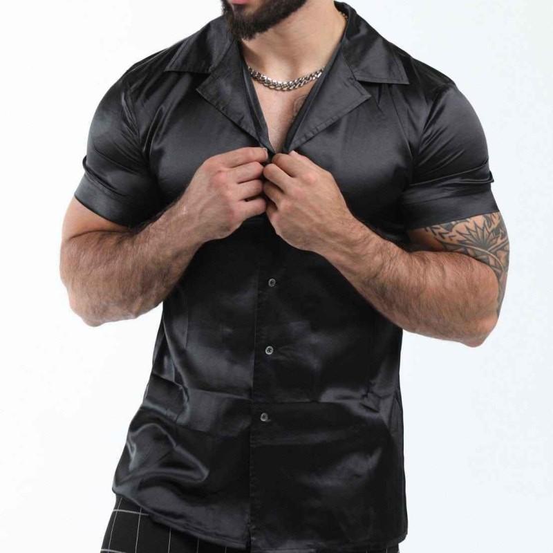 

Men's Casual Shirts Summer Solid Color Short Sleeve Lapel Single Breasted Men's Tops Men'sMen's