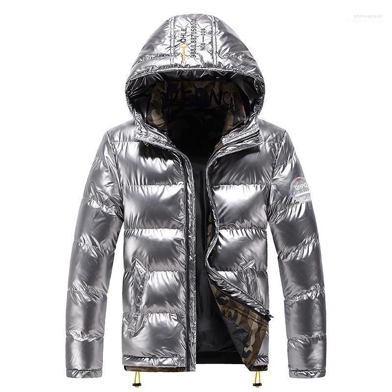 

Men's Down & Parkas 2022 Winter Men Warm Thick Jacket Mens Casual Fashionable Hooded Shiny Waterproof Cotton Padded Coats 4XL Phin22, Black