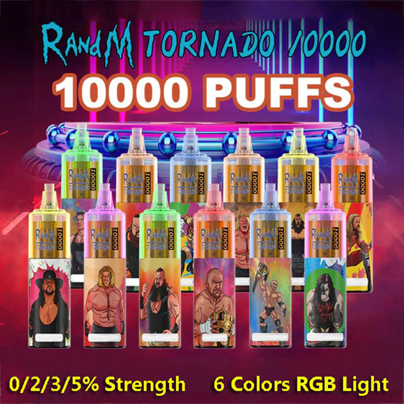

RandM Tornado 10K 10000 Puffs Disposable Vape 0% 2% 3% 5% E Cigarette Strength Pen E Cigarette Rechargeable Battery Airflow Control Mesh Coil 20ml Prefilled Pod