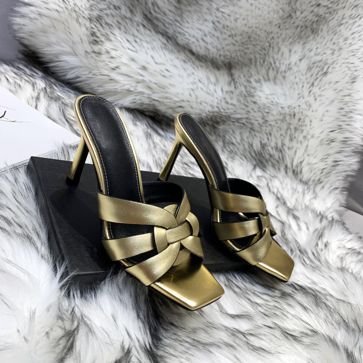 

Various Styles Women Sandals slippers Top Quality Tribute stiletto Heels Sandals patent leather mules fashion high heel ter luxury designer With Box 35-43