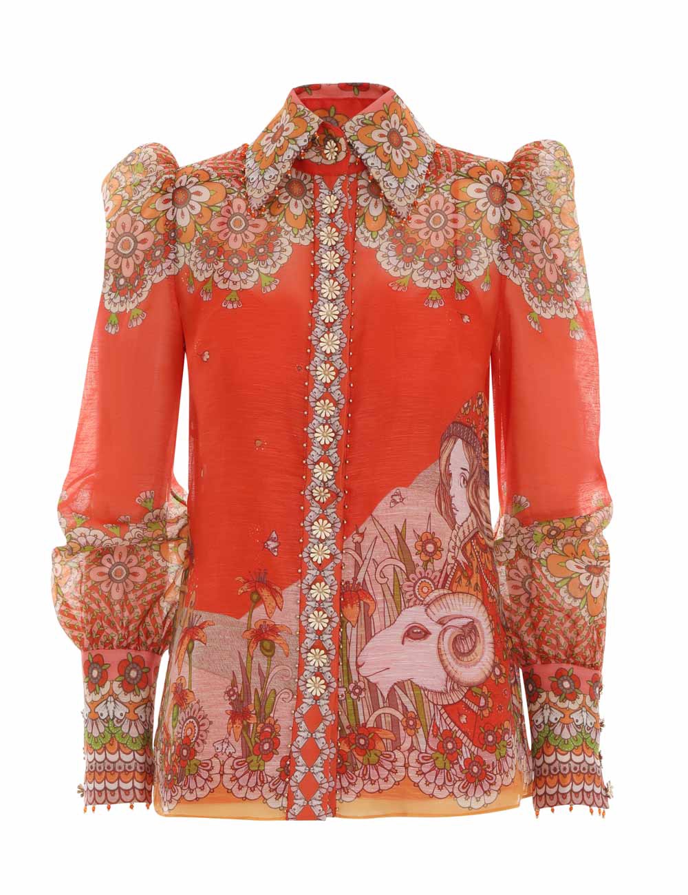 

Autumn and winter 2022 silk and linen printed shirt designed by Australian Luxury Designer, Orange