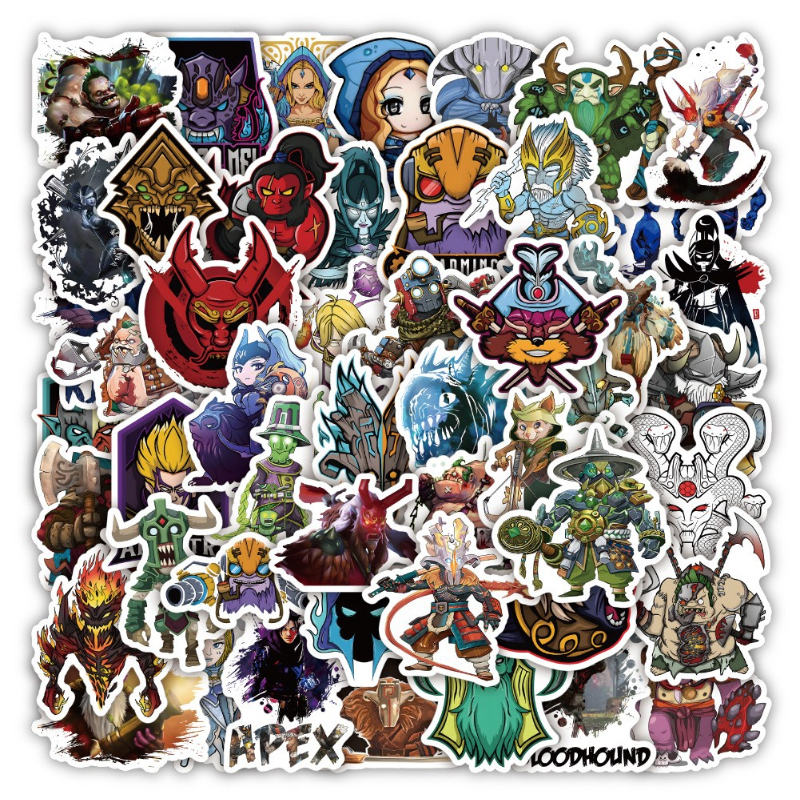 

50Pcs/Lot Cartoon Dota2 stickers DOTA game graffiti Stickerfor DIY Luggage Laptop Skateboard Motorcycle Bicycle Sticker, Multi colors