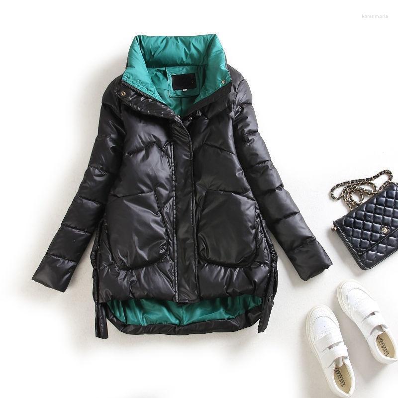 

Women's Down & Parkas Winter Solid Color Korean Casual Fashion V-neck White Duck Thickening Warm And Loose Jacket Mid-length 2022 Kare22, Green