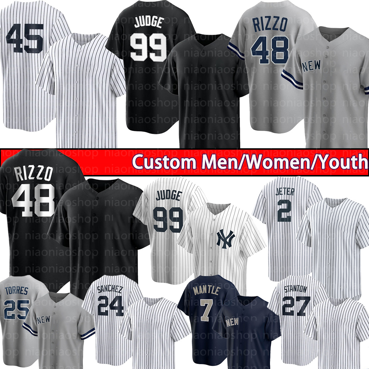 

Custom York''yankees''Baseball Jersey Aaron Judge Gerrit Cole Anthony Rizzo Gleyber Torres Derek Jeter DJ LeMahieu Josh Donaldson Giancarlo Stanton mens, 2021 no name(yangji)