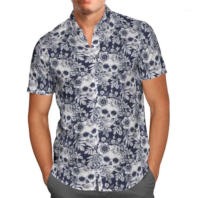 

Men' Casual Shirts 3D Printed Black And White Skull Shirt Hawaii Sandy Beach Men Breathable Summer Short Sleeve 2022 Oversiz, Shirt 11